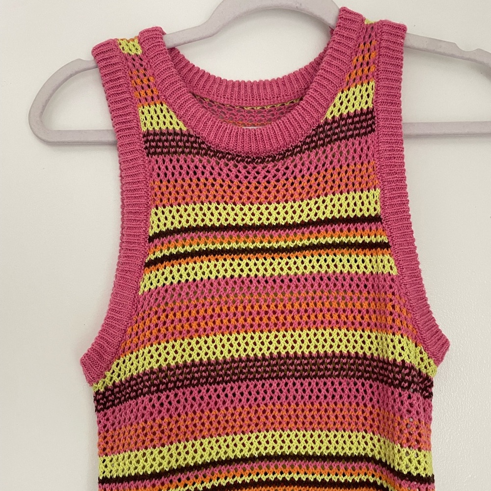 NWOT Colorful Crochet Striped Dress - Picture 4 of 4